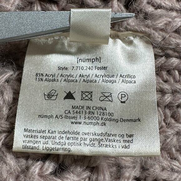 Numph Sweater Womens Medium Dusty Rose Taupe Chunky Knit Cardigan Alpaca Cozy - Picture 9 of 10